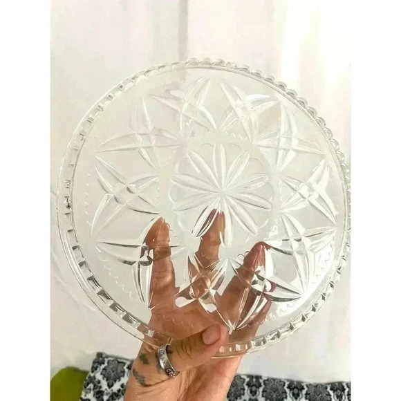VTG Round Clear Glass Serving Platter 10" - Picture 6 of 9